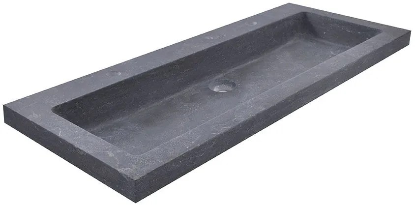 Mueller Single flat hardstenen meubelwasbak 100x46cm met 2 kraangaten