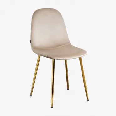 Set Van 4 Glamm Eetkamerstoelen Goud & Fluwelen Bruin - Tarwe & Terciopelo - Sklum