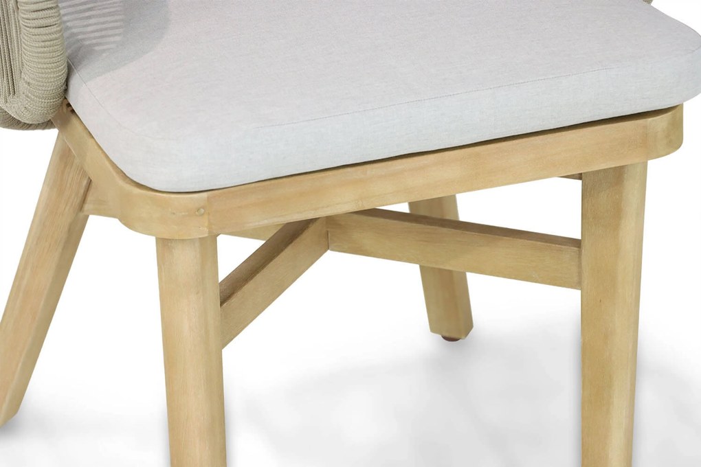 Tuinset Ronde Tuintafel 4 personen 140 cm Teakhout/rope Naturel teak Coco Almeria/Fungo