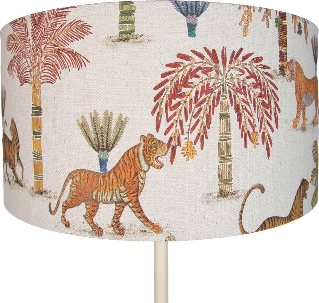 Japandi vloerlamp beige met kap multicolor en dierenprint 50cm - Simplo