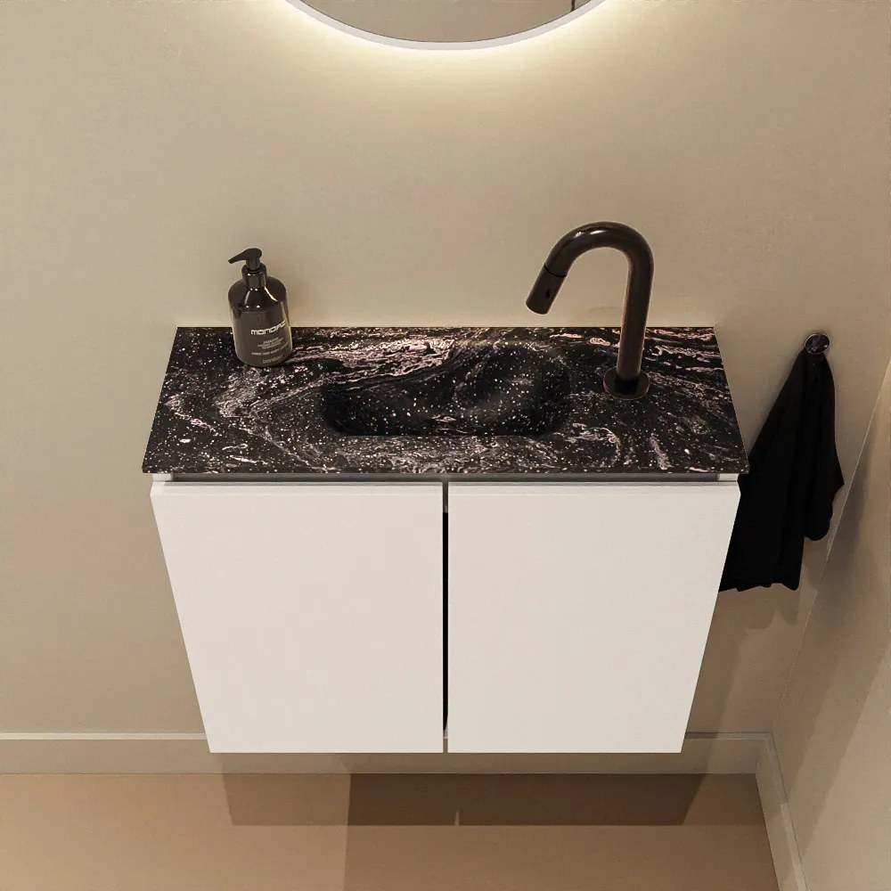 Mondiaz Ture DLux toiletmeubel 60cm talc met wastafel lava midden met kraangat