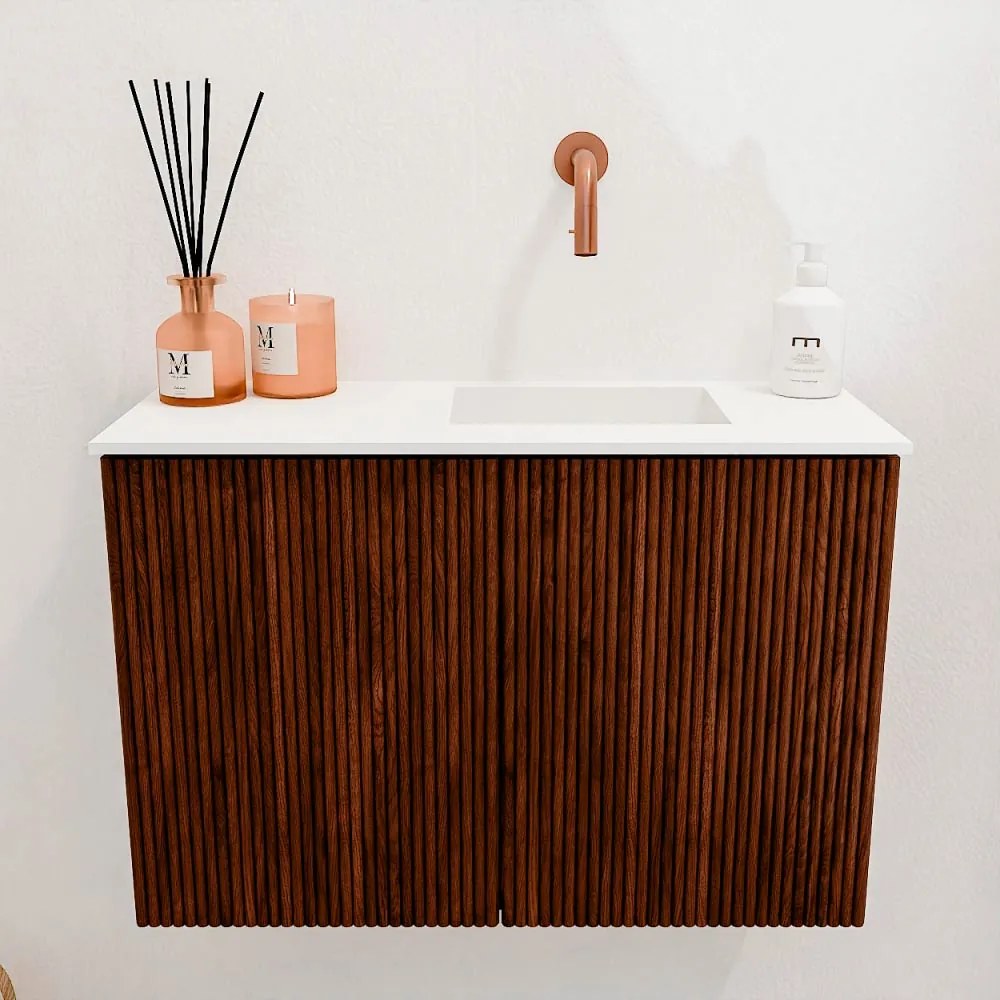 Mondiaz Joya 60cm toiletmeubel ruby met wastafel faye rechts zonder kraangat talc