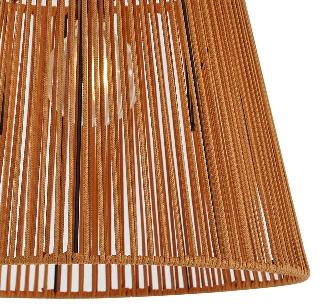 Japandi buiten plafondlamp met oranje touw IP54 - JaylaJapandi E27 IP54 Buitenverlichting rond