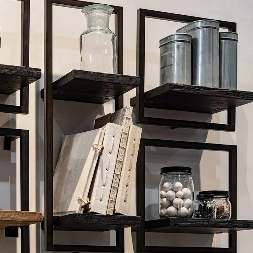 DTP Home Shelfmate Black Type E Wandplank Van Zwart Teakhout - 20x25x35cm.