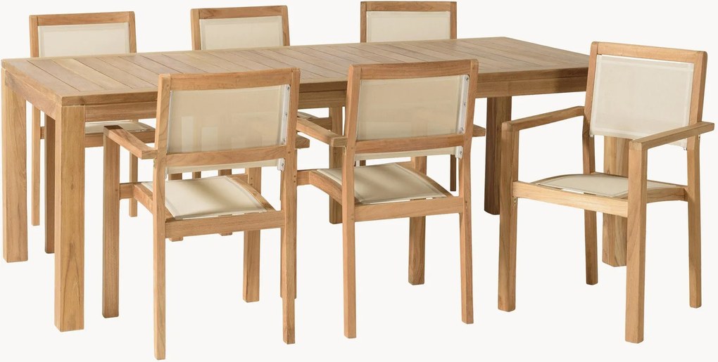 Tuin eettafelset Fun van teakhout, 7-delig