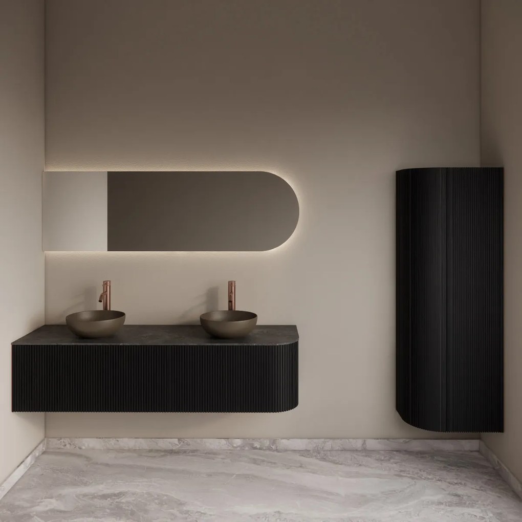Gliss Design Alluro kolomkast 160cm met ronding links black veneer