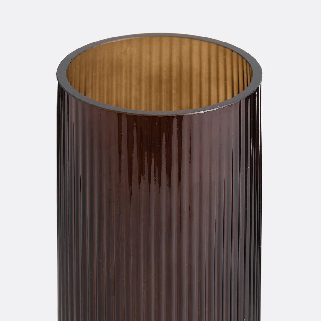 Vaas in geribbeld glas H26 cm, Valira