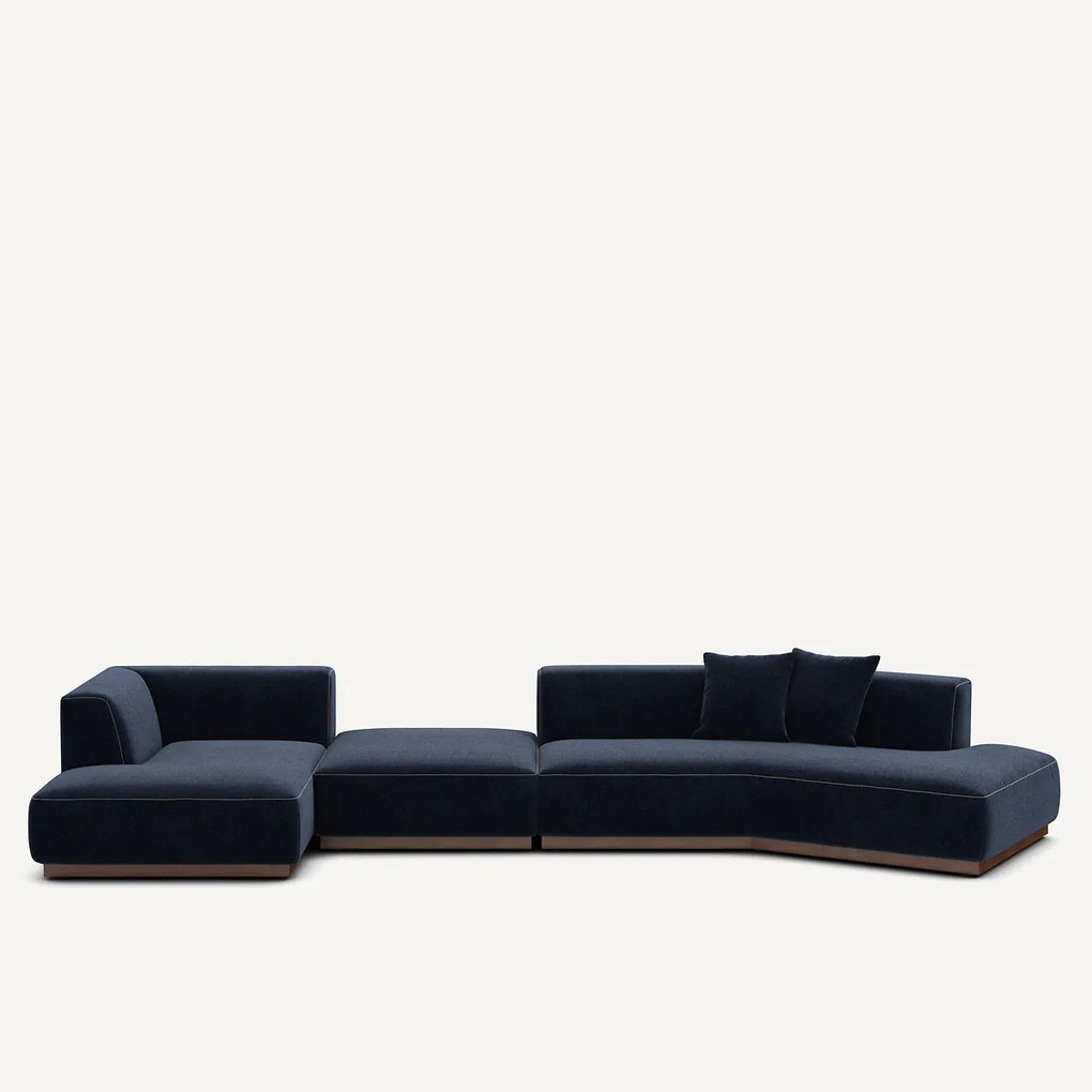 Open hoekbank links XL in chenille fluweel, JACOPO