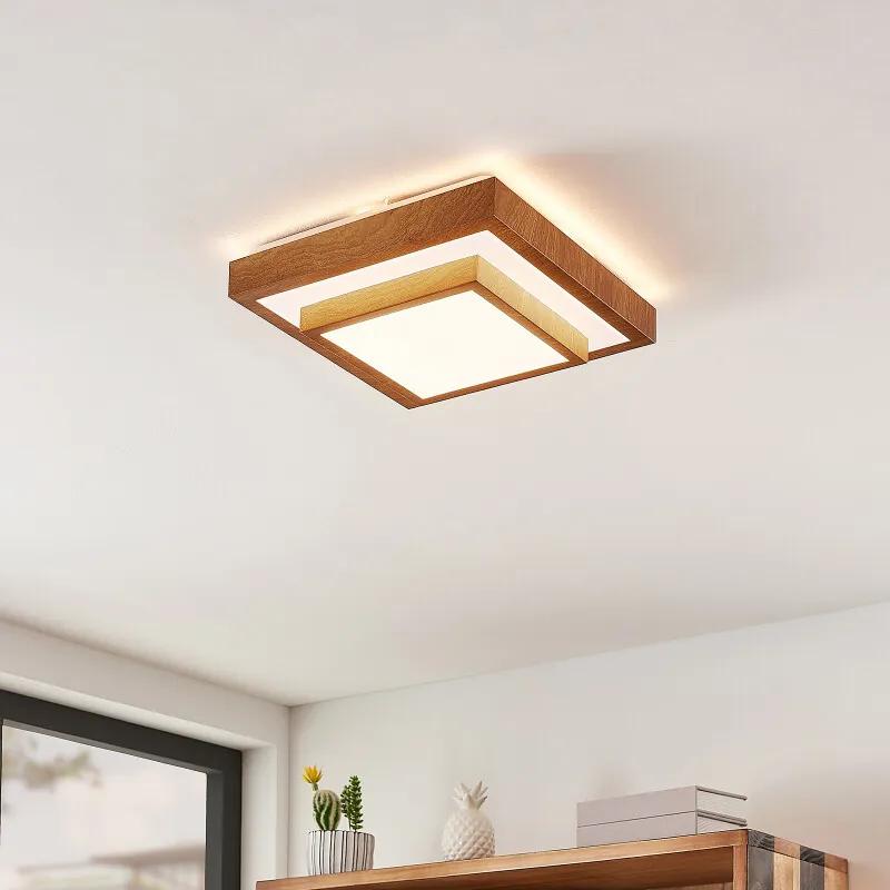 Mendosa LED plafondlamp hout-optiek, hoekig - lampen-24