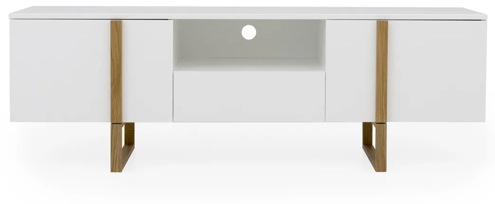 Tenzo Birka Modern Tv-meubel Wit Met Eiken - 177x43x59cm.