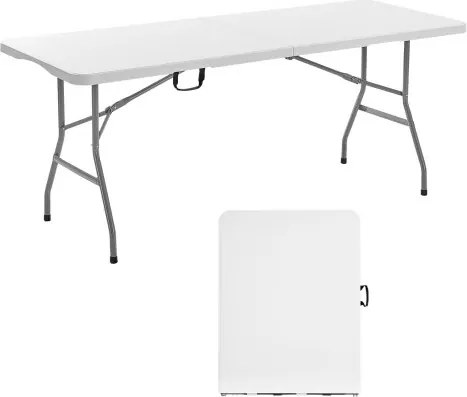 VEVOR Opvouwbare tafel Buffettafel Draagbare Multifunctionele tafel 180 cm, Rechthoekige kunststof tafel (voor 4-6 personen) met geïntegreerde handgreep, Tuintafel Campingtafel voor Feesten Picknicks Kamperen, Wit