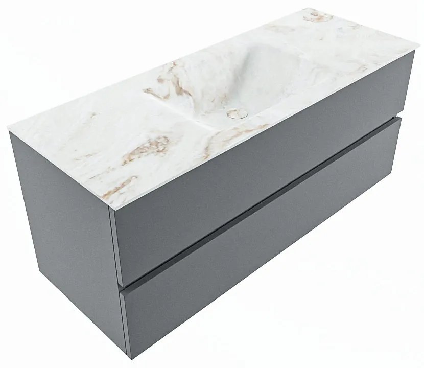 Mondiaz Vica DLux badmeubel 120cm plata 2 lades met wastafel frappe midden zonder kraangat