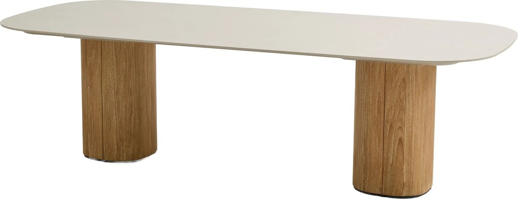 Bosco low dining tuintafel 240x105xH69 cm keramiek oyster rustic teak Taste 4SO