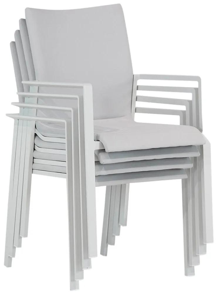 Tuinset Ronde Tuintafel 150 cm Aluminium/textileen Wit 6 personen Lifestyle Garden Furniture Rome/Livorno