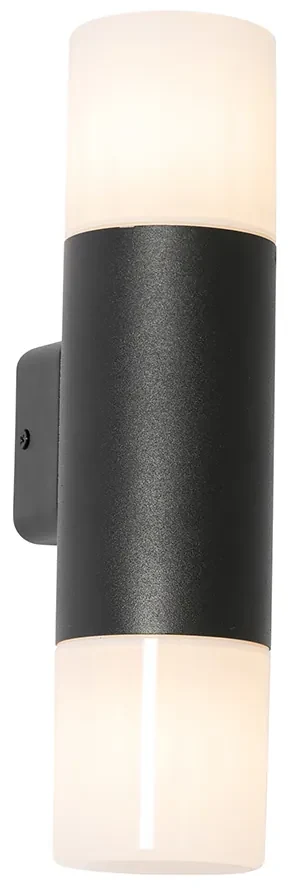 Buiten wandlamp zwart met opale kap 2-lichts IP44 - Odense Modern E27 IP44 Buitenverlichting rond