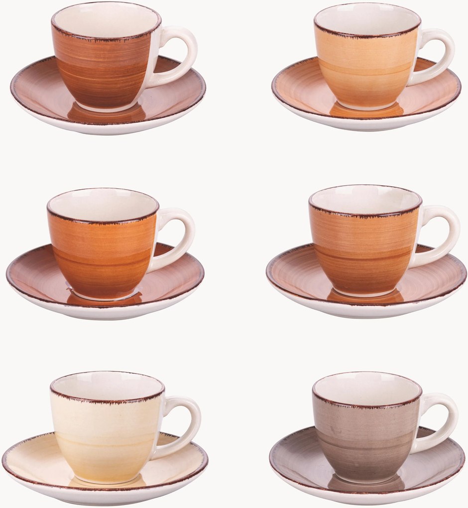 Handbeschilderde espresso kopjes Baita met schoteltjes, 6-delig