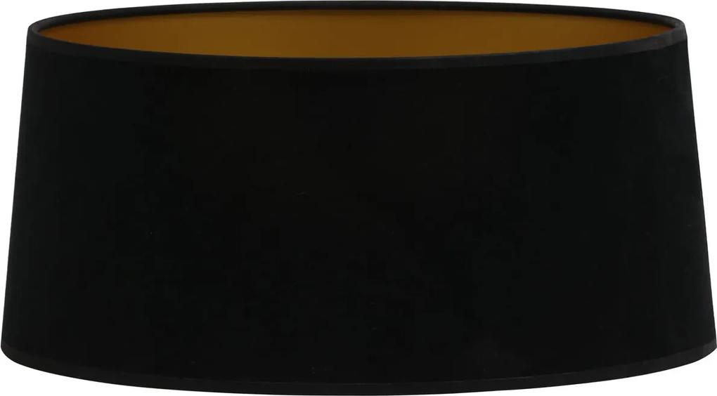 Lampenkap drum plat VELOURS - 45-42-25cm - zwart-goud
