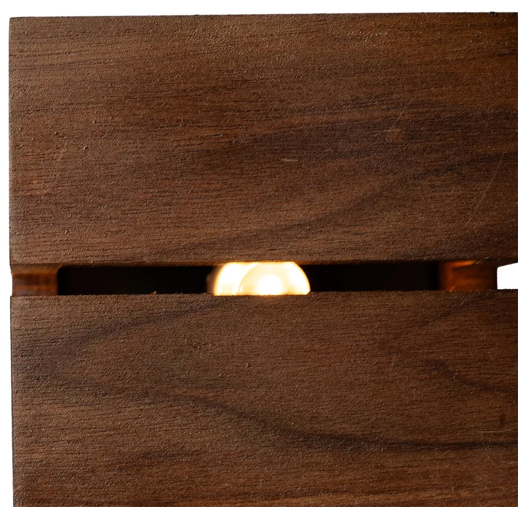 Landelijke wandlamp walnoot hout 9,7 - Transfer Groove Landelijk G9 vierkant Binnenverlichting Lamp