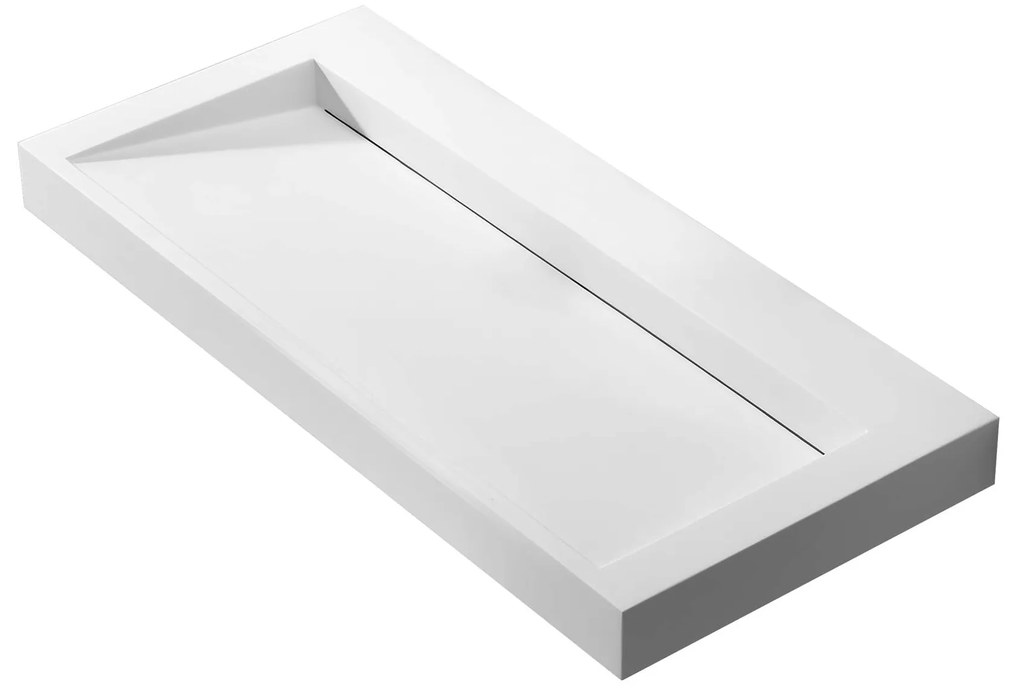 Muebles Calas badmeubel ribbelfront 100cm walnoot met solid surface wastafel zonder kraangat