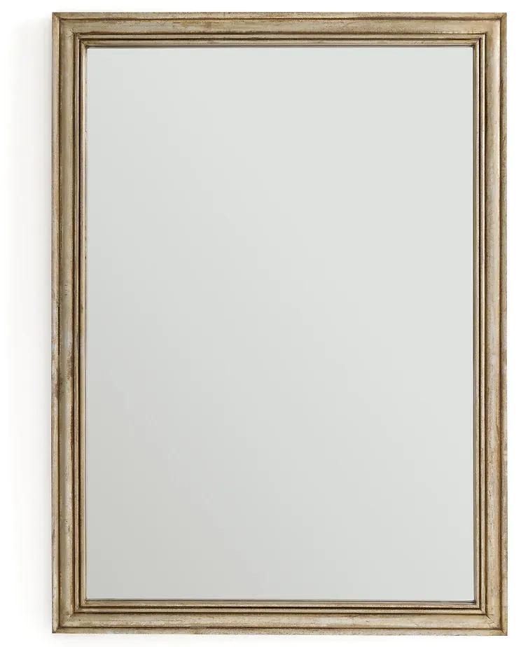 Rechthoekige spiegel in metaal. in massief mangohout 70x100cm, Afsan