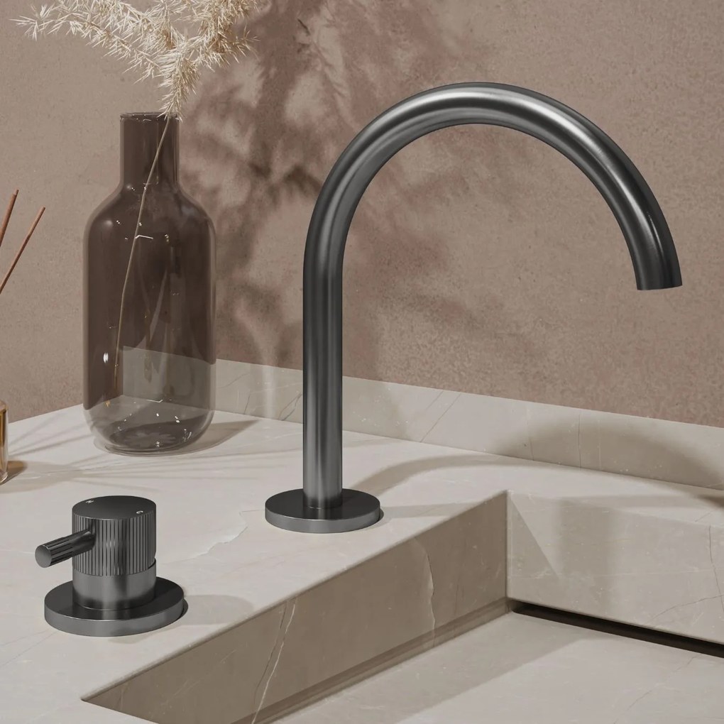 Saniclear Bond Stripes wastafelkraan 2-gats met Coldstart verouderd ijzer - gunmetal