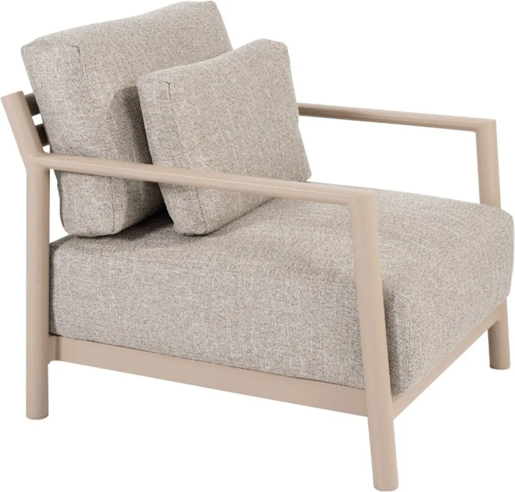 Seasons Mykonos Living Chair Latte With Cushions Aluminium Taupe