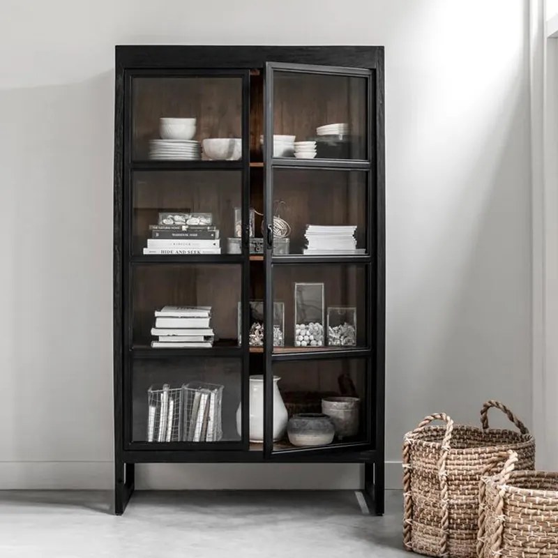 Must Living Black Jack Vitrinekast Hout - 105x48x185cm.