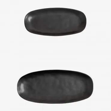 Set Van 2 Schalen Van Gres Belvere Zwart - Sklum
