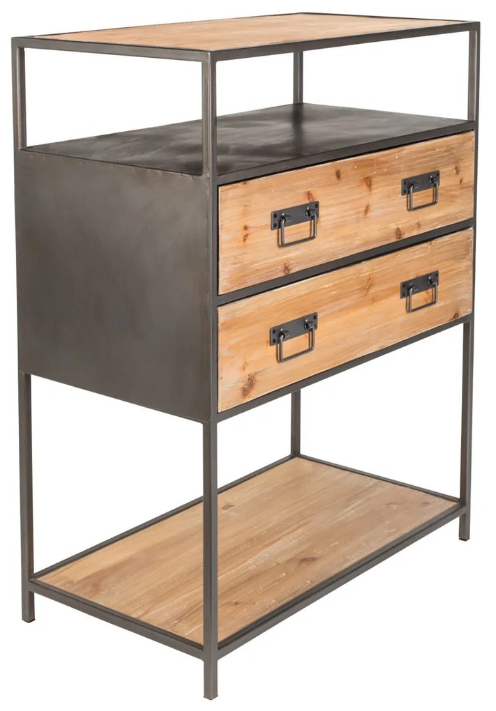 Ladenkast Metaal En Hout - 70x38x90cm.