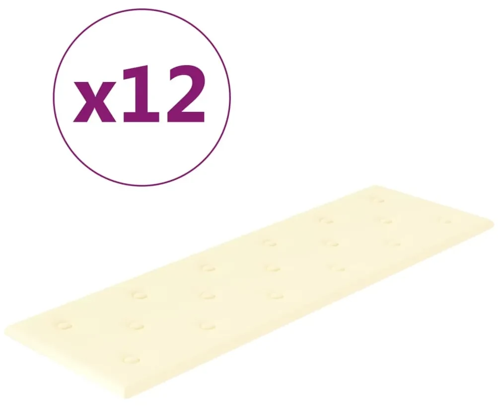 vidaXL Wandpanelen 12 st 3,24 m² 90x30 cm kunstleer crèmekleurig