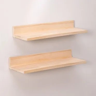 Set Van 2 Grenen Houten Wandplanken Tydor ~60 Cm - Sklum