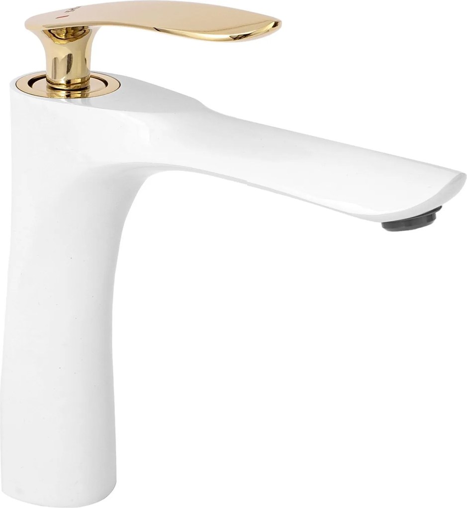Wastafelkraan Rea Orbit White/Gold Low