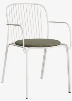 Pack Van 4 Tuinstoelen Met Armleuningen Van Staal Anerina Gardenia Wit & Groen – Intens Olijf - Sklum