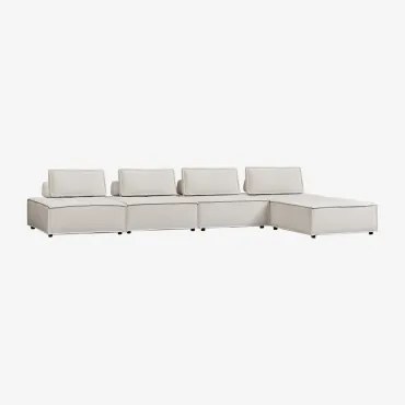 Modulaire Vierdelige Bank En Voetenbank In Vermont-stof Chenille Crèmebeige - Sklum