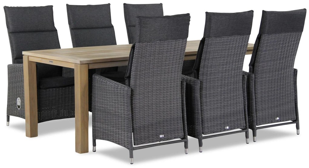 Tuinset 6 personen 220 cm Wicker Zwart Garden Collections Madera/Bristol