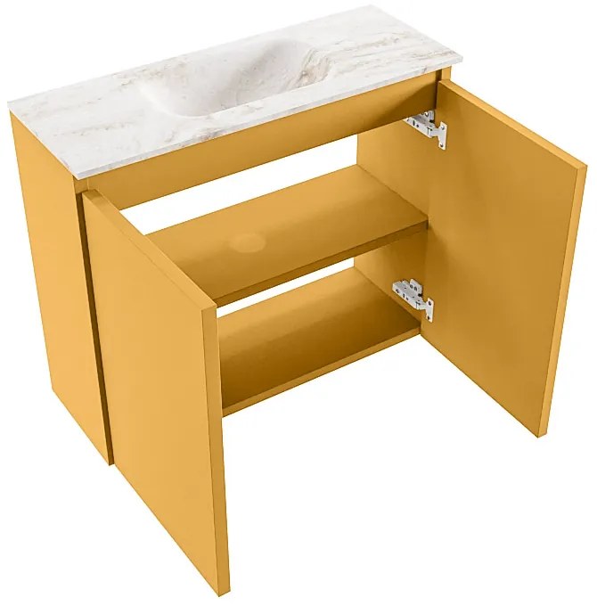 Mondiaz Ture DLux toiletmeubel 60cm ocher met wastafel frappe midden zonder kraangat