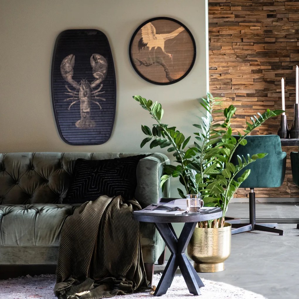 Eleonora Steven Ronde Salontafel Van Zwart Hout 50 Cm - 50 X 50cm.