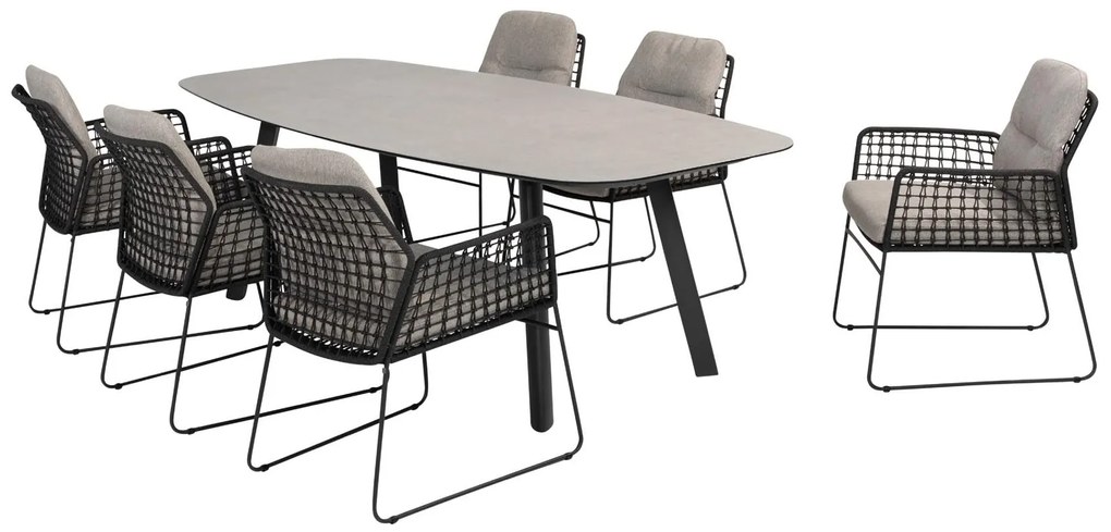 Taste by 4 Seasons Rhodos tuinset met Manolo tuintafel keramisch blad 240 x 103 cm SALE  Tuinset    antraciet weerbestendig