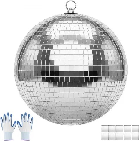 VEVOR Spiegelbol Discobal 300 mm Discobal met ophangring, voor feest- en huisdecoratie, DJ, dansclub, apparatuur voor lichteffecten en feestverlichting, 360° reflectie, herbruikbaar