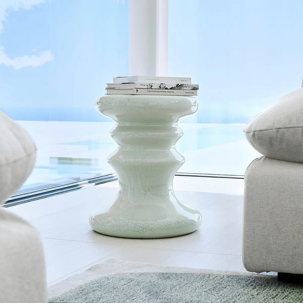 Bijzettafel van gecraqueleerd geglazuurd keramiek, Lulla