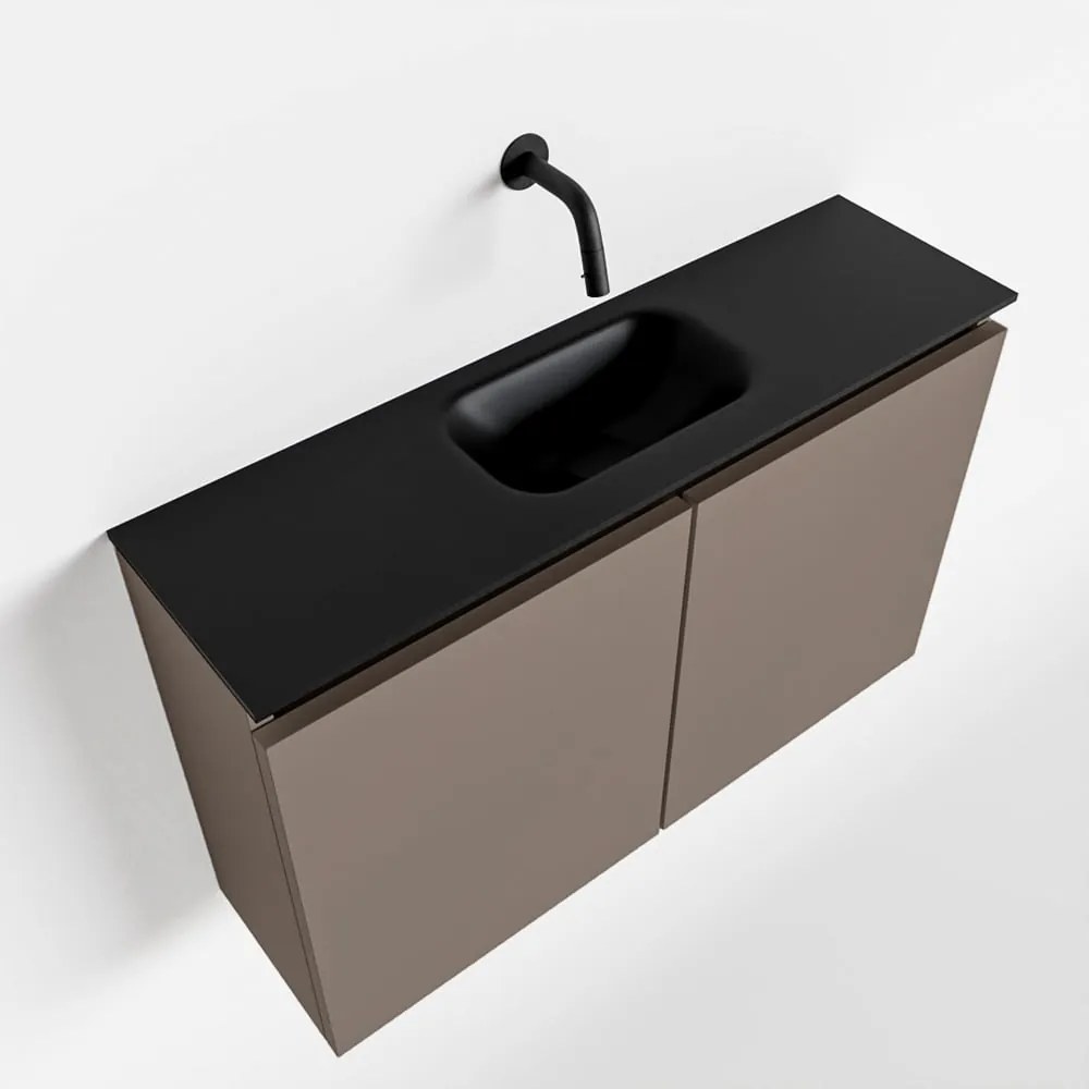 Mondiaz Ture 80cm toiletmeubel smoke met wastafel urban midden geen kraangat