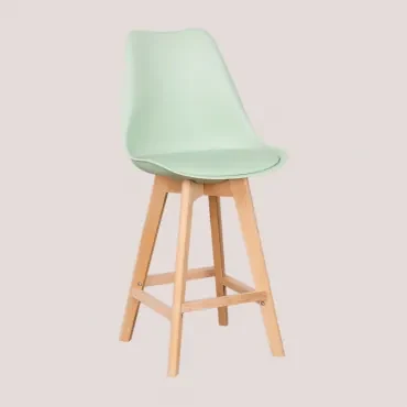 2-pack Hoge Krukken 65 Cm Met Kussen In Kunstleer Nordic Celadon - Sklum