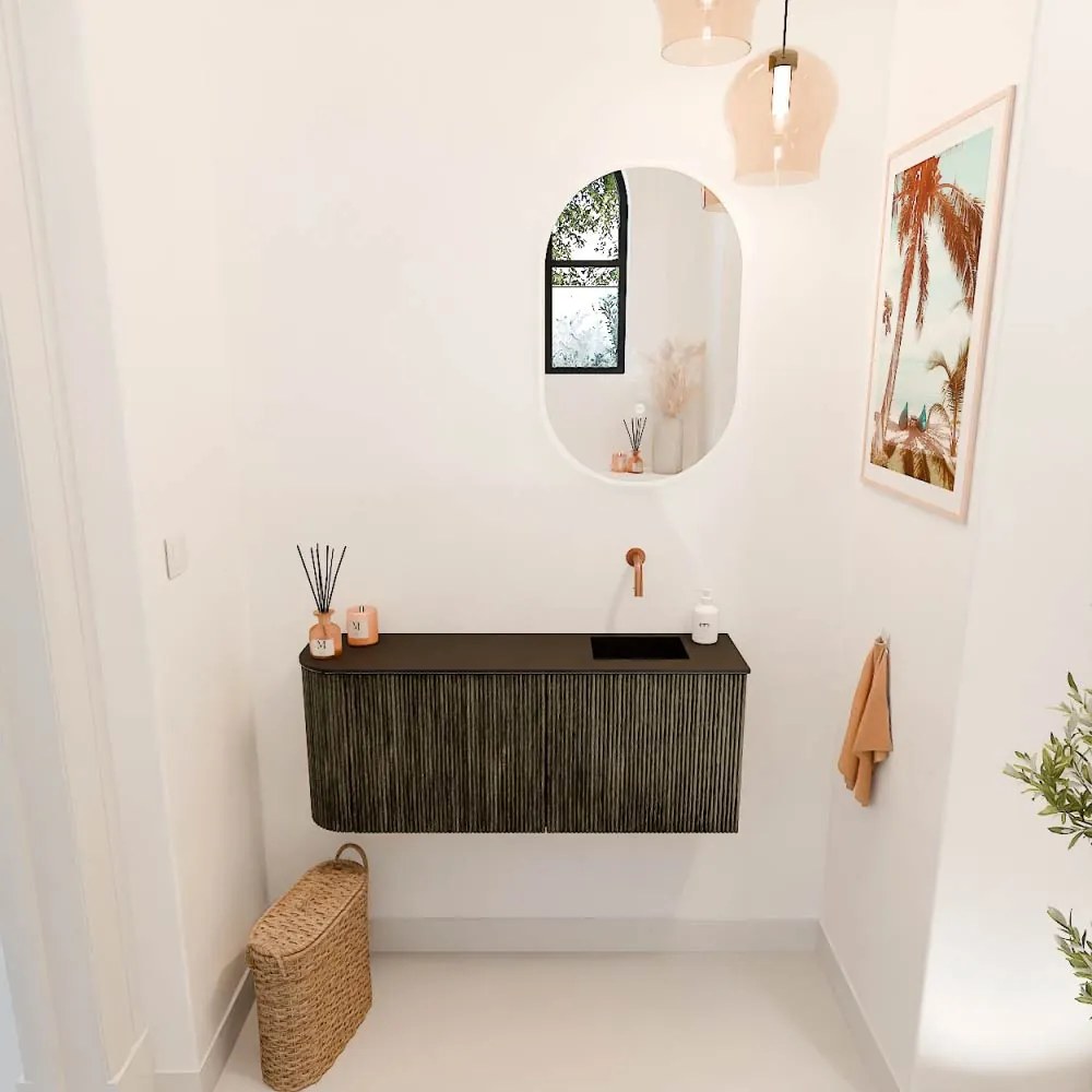 Mondiaz Joya 100cm toiletmeubel ronding links shadow met wastafel faye rechts zonder kraangat urban