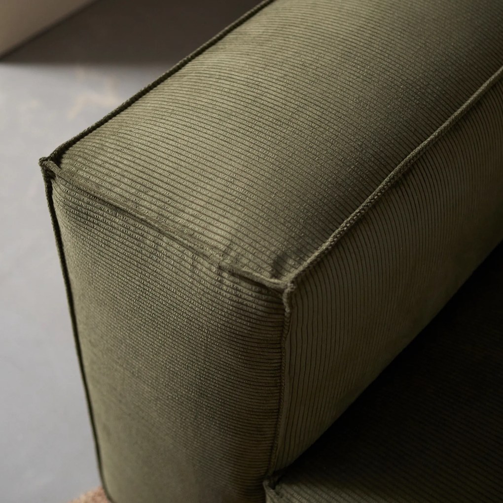 Groen Rib Bank Met Chaise Longue Rechts