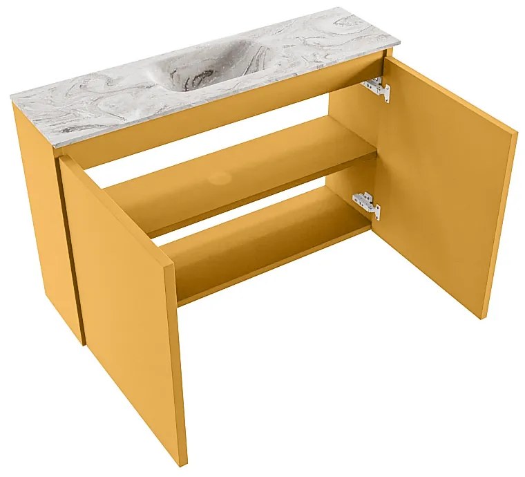 Mondiaz Ture DLux toiletmeubel 80cm ocher met wastafel glace midden met kraangat