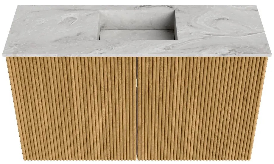 Mondiaz Joya DLux 70cm toiletmeubel oak met wastafel faye midden 1 kraangat glace
