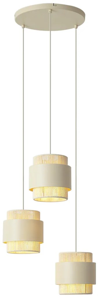 Moderne hanglamp beige met goud 3-lichts - Kora