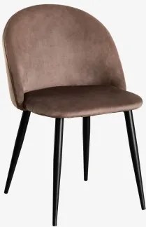 Pack Van 4 Gestoffeerde Eetkamerstoelen Van Staal Kana Zwart & Fluwelen Bruin - Army & Fluwelen - Sklum