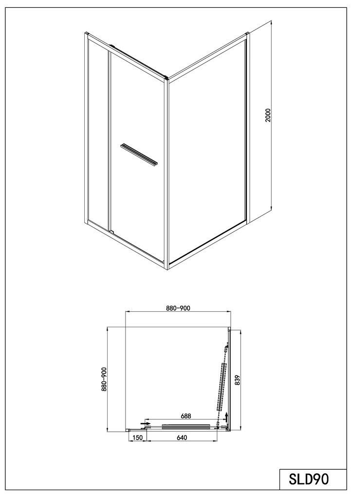 Badstuber Tono douchecabine met schuifdeur 90x90cm chroom