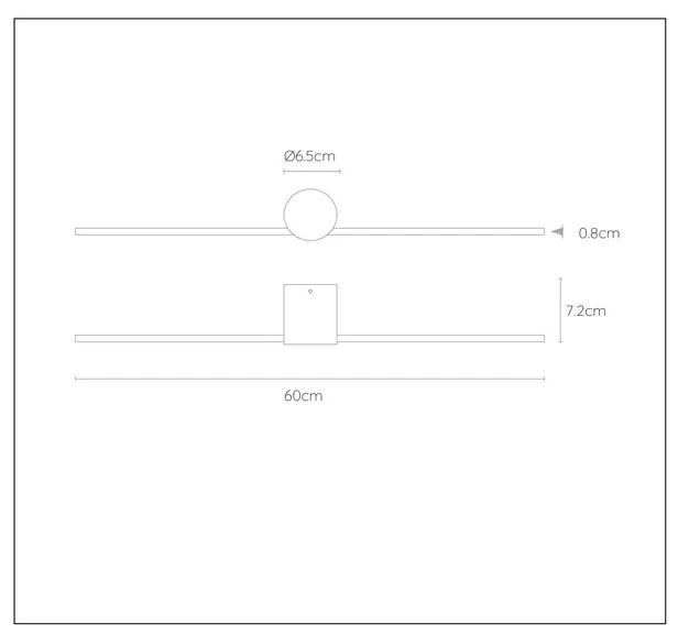 Lucide Mizar wandlamp 60cm 6W zwart